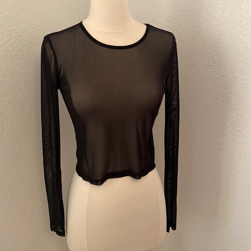 Long sleeve sheer crop top